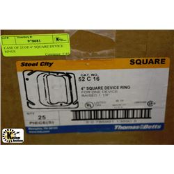 CASE OF 25 OF 4" SQUARE DEVICE RINGS