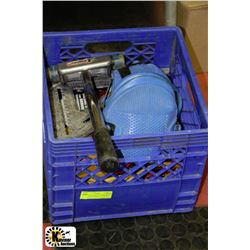 BIN WITH WELDING GLOVES,LINO ROLLER,KNEE PADS