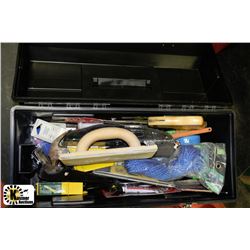 BLACK TOOLBOX FULL OF CARPENTER'S TOOLS