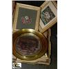 Image 1 : LOT OF NEEDLE POINT FRAMED PHOTOS & BRASS TRAY