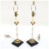 Image 1 : Pair of Glass and Brass Lamps
