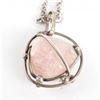 Image 2 : Rose Quartz Mounted Pendant Necklace