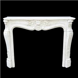 Antique Rococo-Style Marble Fireplace