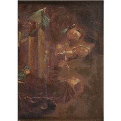 Monks At a Table, Oil on Canvas