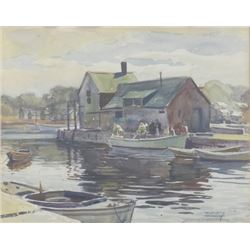 W Stuart Archibald Fishermen Watercolor