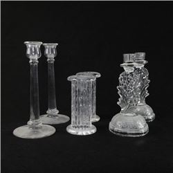 Collection of 6 Glass Candlesticks