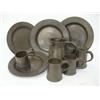 Image 1 : A PAIR OF PEWTER DINNER PLATES, plain bouges, two smaller, a measure and four mugs, all late Geor...