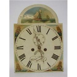 A LONGCASE CLOCK, mid 19th century, maple banded mahogany case, arched painted Roman dial signed...