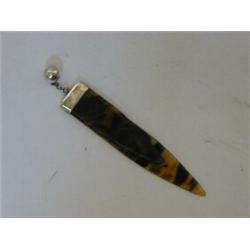 A CELLULOID BOOKMARK, sterling silver mount marked 'Patent', length 12cm  30-40...