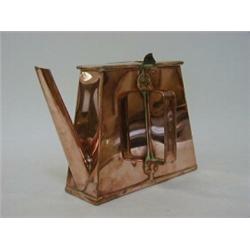 A 'DAVIS GAS STOVE' COPPER KETTLE, side handle, butt seam (hinge s.d.) height 16cm  20-30...