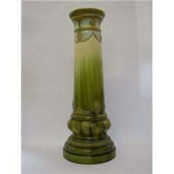 A BURMANTOFTS FAIENCE JARDINIERE STAND, late 19th century, shaded yellow and green glazes,impress...