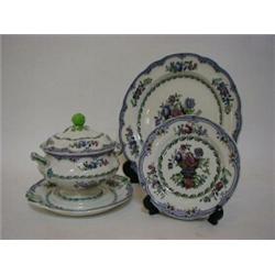 A COPELANE LATE SPODE DINNER SET, 19TH CENTURY, 'Avondale' pattern, two large tureens (1 missing...