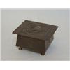 Image 1 : AN ARTS AND CRAFTS COPPER CASKET, hammered finish, galleon scene to lid, 8cm x 8cm  30-40...