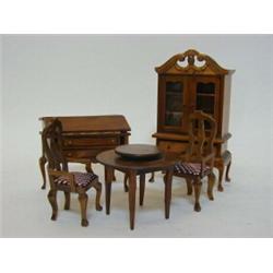 A QUANTITY OF WOODEN DOLLS HOUSE FURNITURE, 20th Century, Dutch colonial style (approximately 17)...