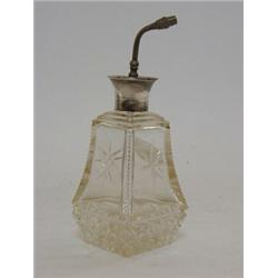 A CLEAR CUT GLASS ATOMISER,  the mount marker 'Sterling', height 16cm  20-30...