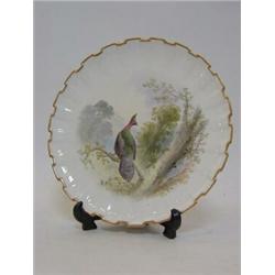 A COPELANDS CHINA CABINET PLATE, late 19th Century, painted view of a Peacock Pheasant on a branc...