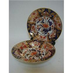 A PAIR OF SOUP PLATES, early 19th Century, Japan pattern, (possibly Coalport), diameter 25cm (2)...