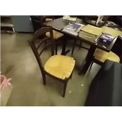 VINTAGE WOOD DINING CHAIRS- RUSH SEATS - 4 TOTAL