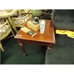 NEW RED WOOD END TABLE - 1 DRAWER