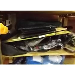 SHELF LOT - BACK PACK, GUITAR CASE AND MORE