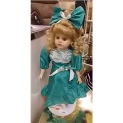PORCELEIN DOLL - STAND NOT INCLUDED - GREEN DRESS