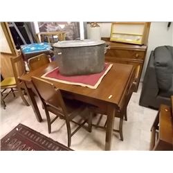 VINTAGE DINING TABLE, 4 CHAIRS AND LEAF = 6 PC TTL