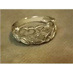 RING - STERLING SILVER FILIGREE RING SET WITH 3 DIAMONDS - RETAIL ~$225