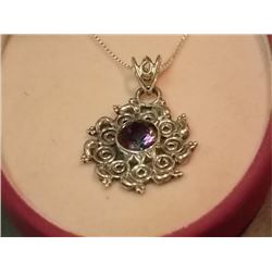 NECKLACE - UNIQUE CUSTOM DESIGNED MYSTIC TOPAZ IN STERLING SILVER SETTING PENDANT ON STERLING SILVER