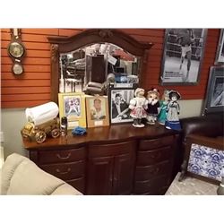 DRESSER - MIRRORED - 9 DRAWER WITH DOOR STORAGE