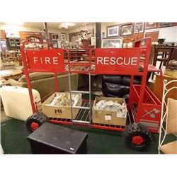 BUNKBED - FIRETRUCK DESIGN - 4 TIRES INCLUDED - METAL FRAME - NO MATTRESSES - RETAIL AT DISCOUNT STO