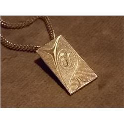 NECKLACE - 925 STERLING SILVER PENDANT ON HEAVY SILVER BOX CHAIN - STAMPED "925 ITALY" - NEED CLASP 