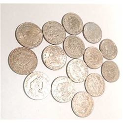 COIN - SILVER MEXICAN COINS - 15 TOTAL