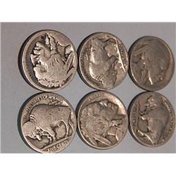 COINS - BUFFALO NICKELS - NO DATE STAMPS - 6