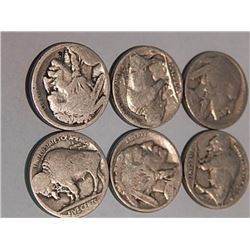 COINS - BUFFALO NICKELS - NO DATE STAMPS - 6