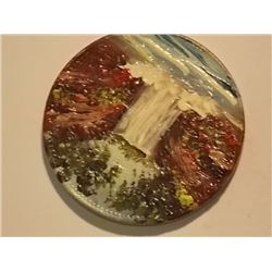 COIN - MEXICAN 50 PESO - 1982 - UNIQUE HAND PAINTED WATERFALL SCENE - SIMILAR SELLING ON LINE ~$25