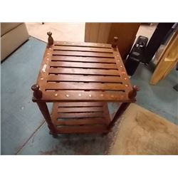 CORNER TABLE - TEAK INLAID WITH BRASS