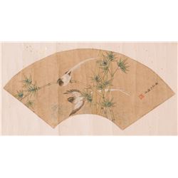 Chinese Fan Painting Signed Yang Jin 1644-1728
