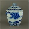 Image 1 : 18/19th C. Blue & White Square Porcelain Jar Cover