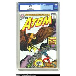 The Atom #5 (DC, 1963) CGC VF+ 8.5 Off-white pages. A hawk tries to kick the Atom out of her nest...