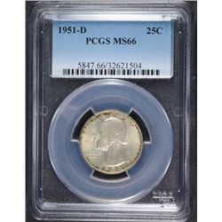 1951-D WASHINGTON QUARTER PCGS MS 66