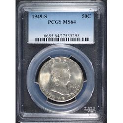 1949-S FRANKLIN HALF DOLLAR, PCGS MS-64