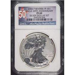 2006-P 20th ANNIVERSARY SILVER EAGLE, REVERSE PROOF, NGC PR-69