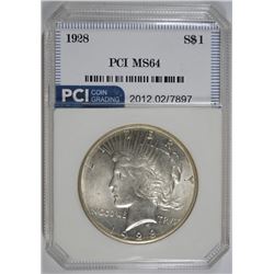 1928 PEACE SILVER DOLLAR, PCI  GEM BU  KEY COIN!