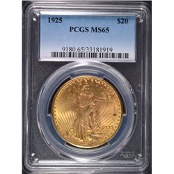 1925 $20.00 ST. GAUDENS GOLD, PCGS MS-65 GEM!