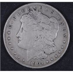 1904-S MORGAN SILVER DOLLAR, VF+  SEMI-KEY