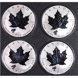 ( 4 ) 2016 REVERSE PROOF CANADIAN SILVER MAPLE LEAF COINS ( WOLF PRIVY )