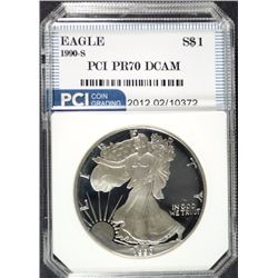 1990-S AMERICAN SILVER EAGLE PCI GRADED PERFECT PROOF DCAM