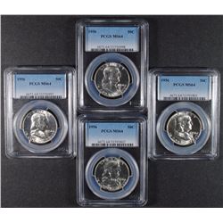 4 1956 FRANKLIN HALVES PCGS MS-64