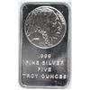 Image 1 : FIVE OUNCE .999 SILVER BAR, INDIAN/BUFFALO DESIGN