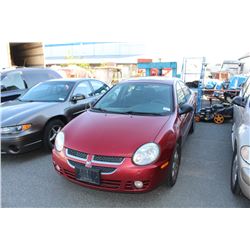 2004 DODGE NEON SX 2.0 4 DOOR, RED, VIN # 1B3ES56C54D581607